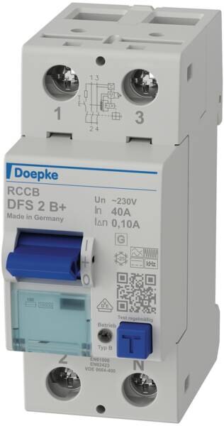 Doepke DOEPKE FI-Schutzschalter B+ 2-polig 230V 40A DFS2 040-2/0,10-B+ 0,1A 2TE Reiheneinbaugerät 10kA