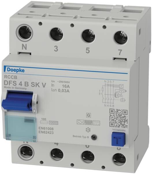 DOEPKE FI-Schutzschalter B 4-polig 550V 16A DFS4 016-4/0,03-B SK V500 0,03A 4TE Reiheneinbaugerät