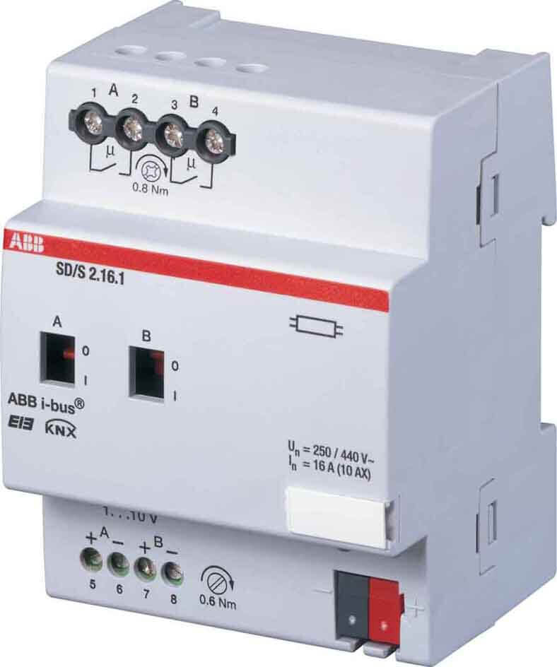 ABB ABB Stotz S&J Schalt/Dimmaktor 2-fach, 16A, Reiheneinbaugerät SD/S2.16.1