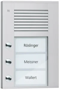 TCS Tür Control Audioaußenstation1-reihig 3 Tasten Aufputz silber PDS03-EN/04