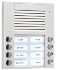 TCS Tür Control Audioaußenstation 2-reihig 8 Tasten Aufputz silber PES08-EN/04