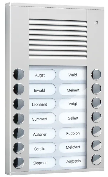 TCS TCS Tür Control Audioaußenstation 2-reihig 14 Tasten Aufputz silber PES14-EN/04
