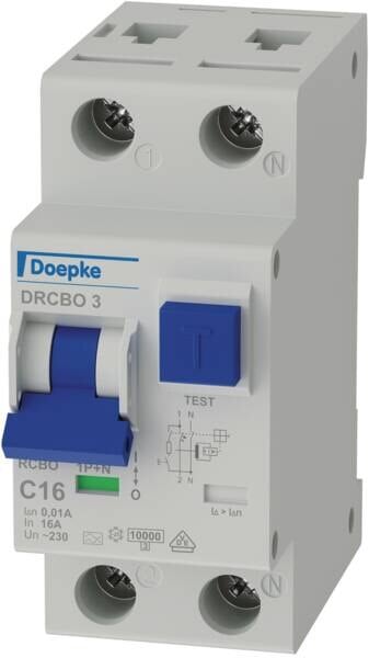 DOEPKE FI/LS-Schutzschalter C16 1-polig+N A DRCBO 3 C16/0,01/1N-A 0,01A 10kA 2TE 1-polig