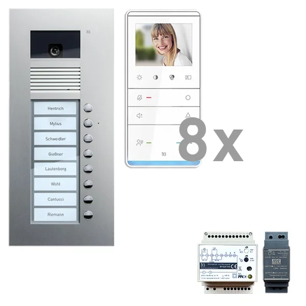 TCS TCS Tür Control Videosprechanlgenset color 8 Tasten Unterputz, Freispr. PVU17080-0010