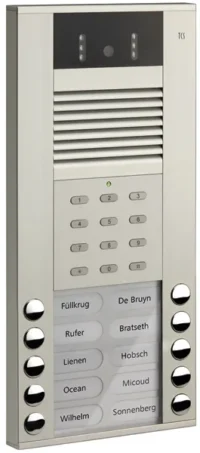 TCS Tür Control Video color Außenstation 10Tast 1reih Aufputz si AVE54103-0010