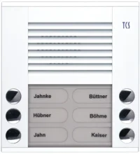 TCS Tür Control Audioaußenstation 2-reihig 6 Tasten Aufputz weiß PES06-WS/04