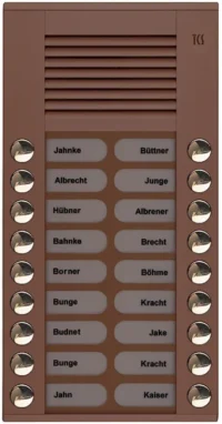 TCS Tür Control Audioaußenstation 2-reihig 18 Tasten Aufputz bronze PES18-EB/04