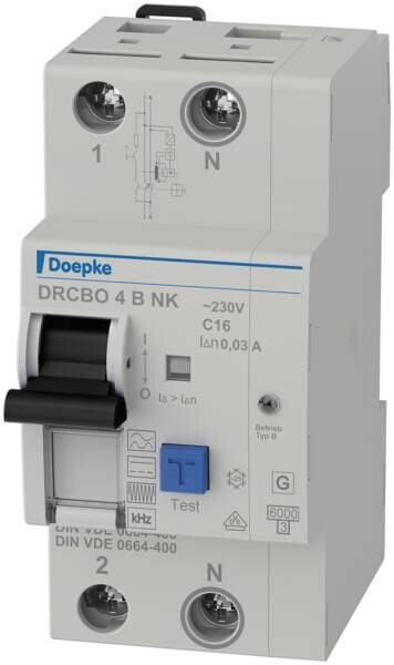 DOEPKE FI/LS-Schutzschalter C16 2-polig 0,03A DRCBO 4 C16/0,03/1N-B NK B 6kA 2,5TE 1-polig