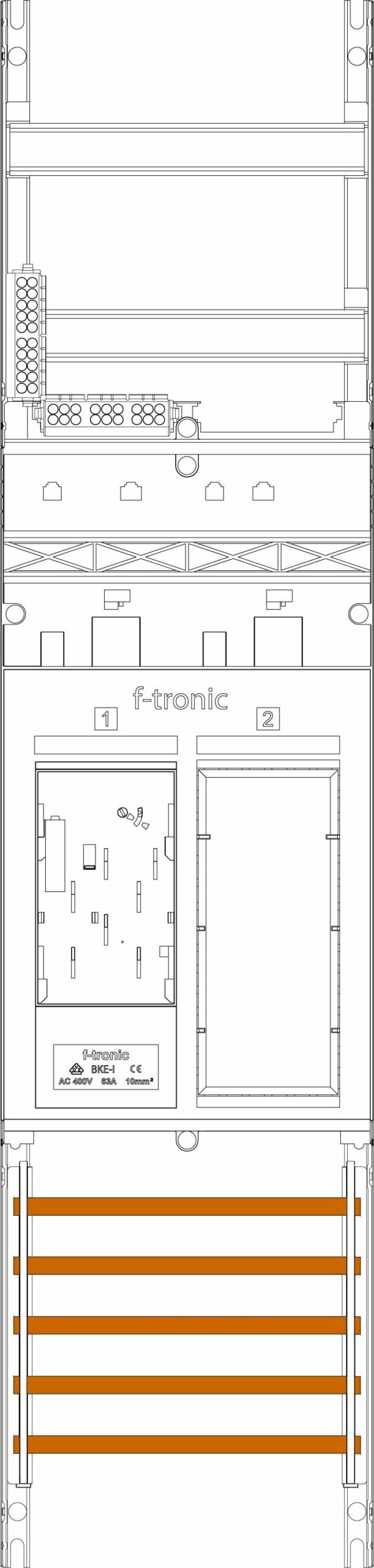 F-Tronic F-Tronic Komplettfeld 1Z 1R eHZ mit Verdr ER6 1050x250mm SS_5p 300mm