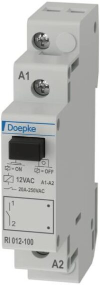 DOEPKE Installationsrelais 1TE mech Reiheneinbaugerät RI 012-100 1S 12V/AC 20A 10,8-13,2V AC