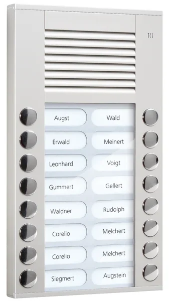 TCS TCS Tür Control Audioaußenstation 2-reihig 16 Tasten Aufputz silber PES16-EN/04
