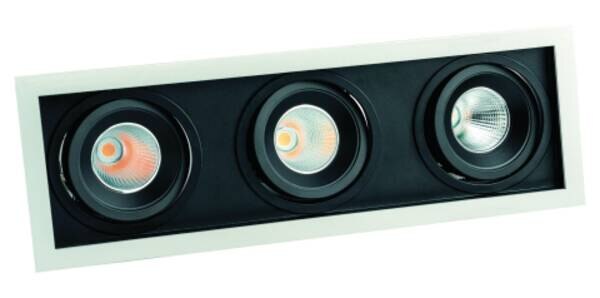 Rutec schwenk-drehbar quadr. 350mA 7W IP20-weiß 3-Flammig CORU-50K LED-Einbaustrahler