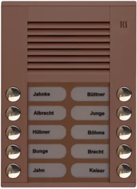 TCS Tür Control Audioaußenstation 2-reihig 10 Tasten Aufputz bronze PES10-EB/04