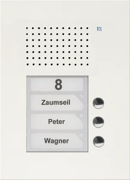 TCS TCS Tür Control Audio Außenstation PUK 3 Tasten 1spaltig Unterputz w PUK03/1-WS
