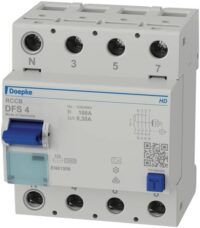 DOEPKE FI-Schutzschalter A 4-polig 400V 100A DFS4 100-4/0,30-A HD 0,3A 2TE Reiheneinbaugerät 10kA