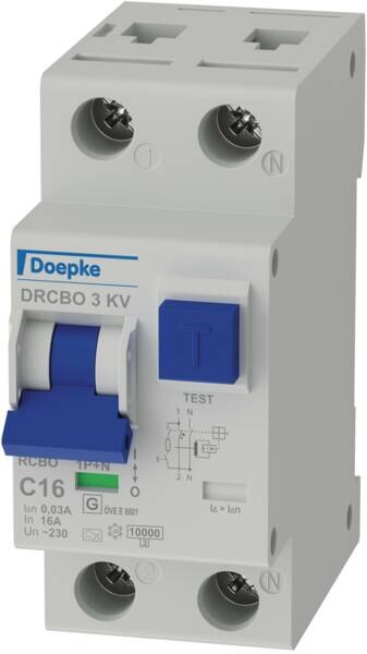 DOEPKE FI/LS-Schutzschalter C16 1-polig+N A DRCBO 3 C16/0,03/1N-A KV 0,03A 10kA 2TE