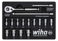 Wiha 44683 Wiha Ratschenschlüssel Set 1/4" 17-tlg mit Schaumeinlage () 44683