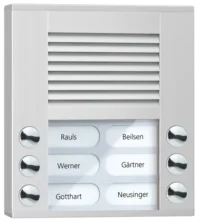 TCS Tür Control Audioaußenstation 2-reihig 6 Tasten Aufputz silber PES06-EN/04