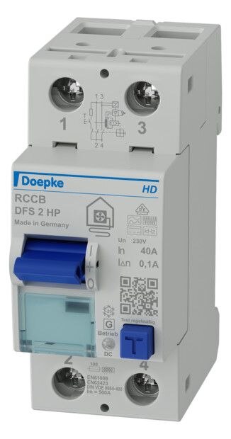 Doepke DOEPKE FI-Schutzschalter B+ 2-polig 230V 40A DFS2 040-2/0,10-HP HD 0,1A 2TE Reiheneinbaugerät 6kA