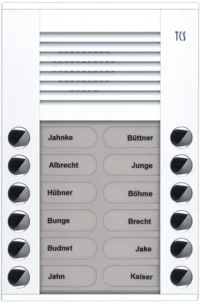 TCS Tür Control Audioaußenstation 2-reihig 12 Tasten Aufputz weiß PES12-WS/04
