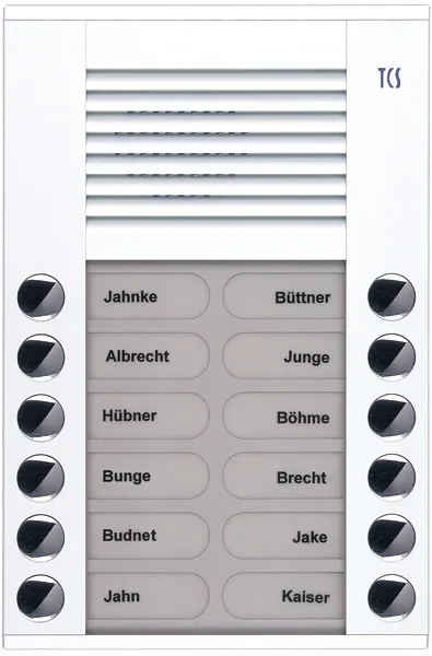 TCS TCS Tür Control Audioaußenstation 2-reihig 12 Tasten Aufputz weiß PES12-WS/04