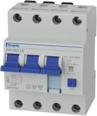 DOEPKE FI/LS-Schutzschalter C10 4-polig 0,3A DRCBO 4 C10/0,30/3N-A A 6kA 4TE 3-polig 400V