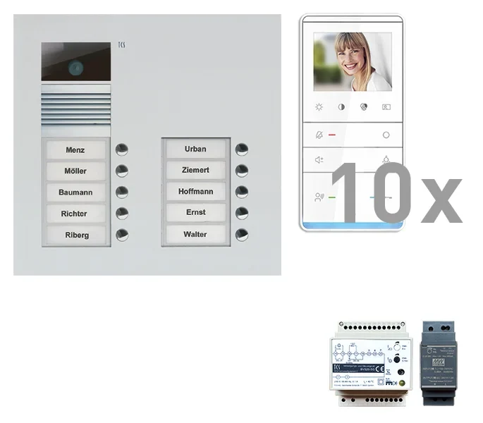 TCS TCS Tür Control Videosprechanlgenset color 10 Tasten Unterputz, Freispr PVU17100-0010