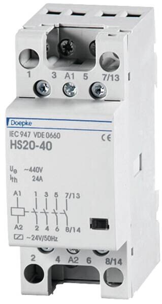 Doepke DOEPKE Installationsschütz 24A 24V/AC 4S HS 2-024AC/24-40 440V/AC 1500W/AGL 2TE