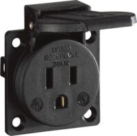 ABL Steckdose 1-fach schwarz matt Einb Klappdeckel IP44 UL12500 USA/CA/CN (NEMA 1-15) (Typ A)
