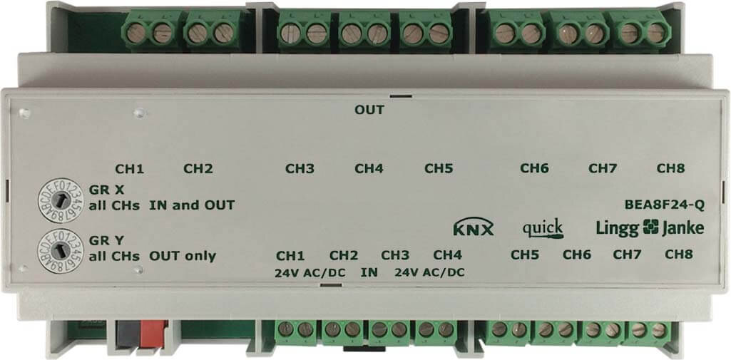 Lingg&amp;Janke Lingg&Janke KNX Binär Ein/Ausgang 8-fach 24V AC/DC 16A BEA8F24-Q
