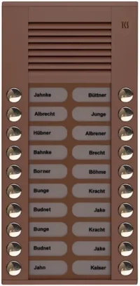 TCS Tür Control Audioaußenstation 2-reihig 20 Tasten Aufputz bronze PES20-EB/04