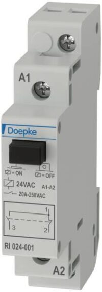 DOEPKE Installationsrelais 1TE mech Reiheneinbaugerät RI 024-001 1W 24V/AC 20A 21,6-26,4V AC