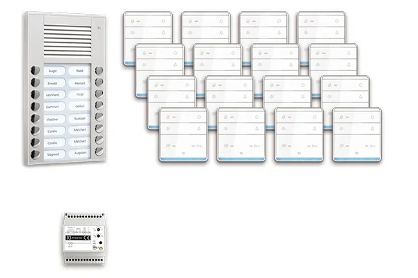 TCS TCS Tür Control pre:pack Audio Aufputz 16 Wohneinheiten mit Außenstation PES PPAF16-EN/01