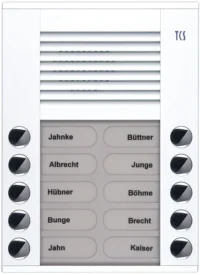 TCS Tür Control Audioaußenstation 2-reihig 10 Tasten Aufputz weiß PES10-WS/04