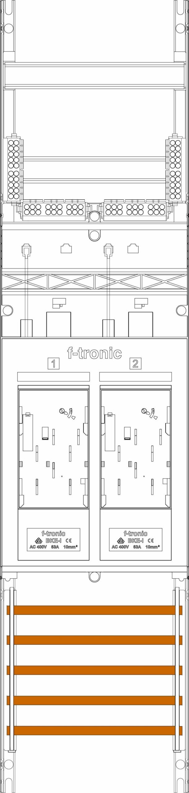F-Tronic F-Tronic Komplettfeld 2Z eHZ mit Verdr E16DS 1050x250mm SS_5p 300mm