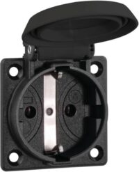 ABL Steckdose 1-fach schwarz matt Einb Klappdeckel IP54 1661