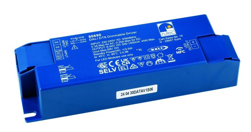Rutec Rutec 80690 DALI-2 Push Dimm-Aktor AC 45W DALI-2 DT6 NFC für 500-1400mA