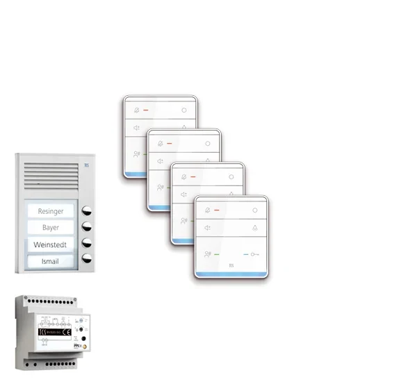 TCS TCS Tür Control pre:pack Audio Aufputz 4 Wohneinheiten mit Außenstation PAK PPAF04-EN/01