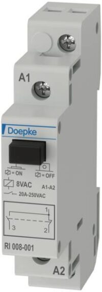 DOEPKE Installationsrelais 1TE mech Reiheneinbaugerät RI 008-001 1W 8V/AC 20A 7,2-8,8V AC