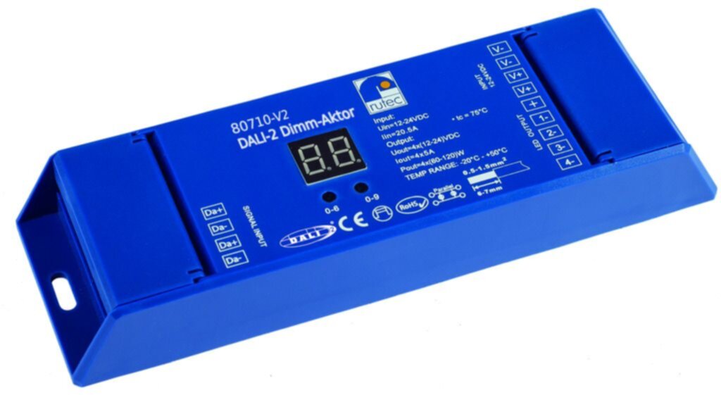 Rutec Rutec 80710-V2 DALI-2 Push Dimm-Aktor DC DALI-2 DT6 für 12/24V einfarbig