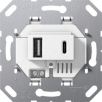 B-Ware Gira USB-Spannungsversorgung 2fach TypA/C Einsatz ws 234900