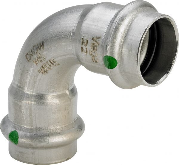 Bogen SANPRESS INOX 90 Grad 2316 435684 42mm, aus nichtrostendem Stahl