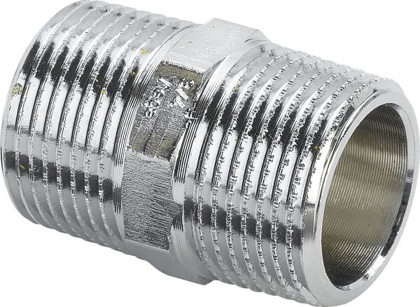 Doppelnippel 3280 3/4" DVGW, verchromt, mit Mehrkant
