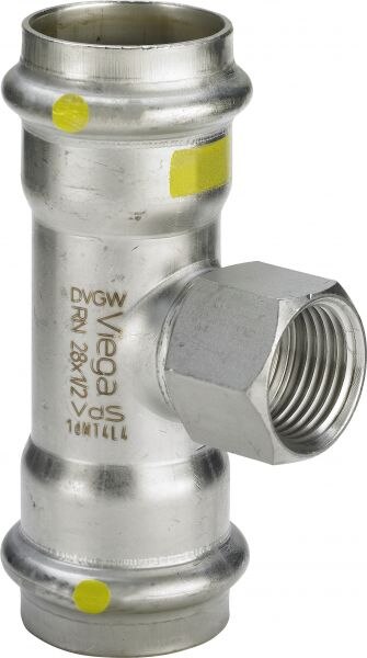 T-Stück SANPRESS INOX G 0217.2 mit IG 28x1/2x28mm 486693 aus Edelstahl rostfrei