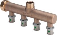 Rotgu.-Verteiler SANFIX-P 2126.05 16x3/4 309268,aus Rotguss, mit Pressanschluessen