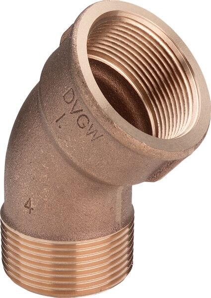 Rotguss-Winkel 3121 11/4" 45 Grad, mit 1 Muffe, DVGW
