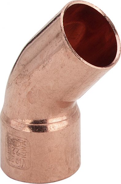 Kupfer-Bogen 95040 45 Grad, 15mm, mit 1 Muffe, p.Stueck