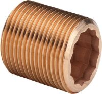 Rotguss-Langnippel 3535 DVGW 1" x 40mm mit Innenvielkant