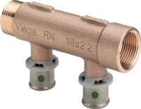 Rotgu.-Verteiler SANFIX-P 2126.06 16x3/4 309237,aus Rotguss, mit Pressanschluessen