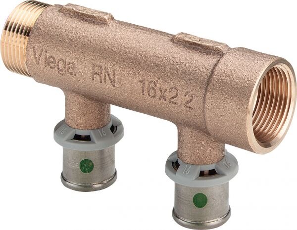 Rotgu.-Verteiler SANFIX-P 2126.06 16x3/4 309237,aus Rotguss, mit Pressanschluessen